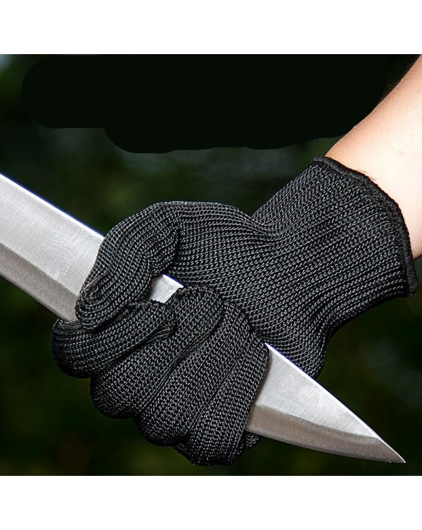 1 Pair Garden Black Steel Wire Metal Mesh Gloves Safety Anti-cutting Wear-resistant Butcher Gloves Seguridad Self Defense