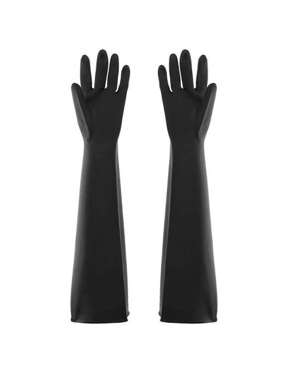 Black Long Protective Garden Industry Rubber Gloves Elastic Anti Acid Alkali Rubber Work Comfortable Chemical Gloves 60cm Mayitr
