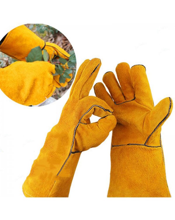 Anti Rose Thorn Glove Long Cowhide Pruning Gloves Breathable Protector Tool Wear Resistant Gloves Garden Working Protective Tool