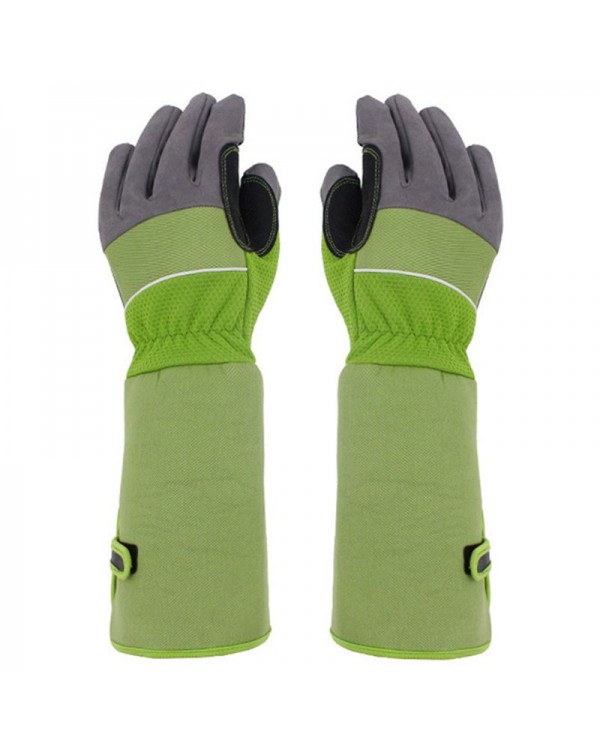 Solid Color Puncture Resistant Long Sleeve Leather Gardening Gloves Padded Palm