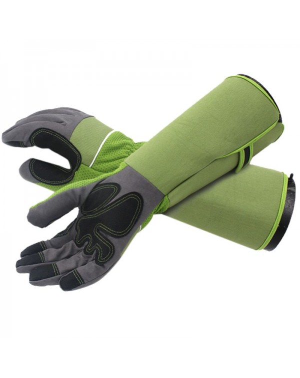 Solid Color Puncture Resistant Long Sleeve Leather Gardening Gloves Padded Palm