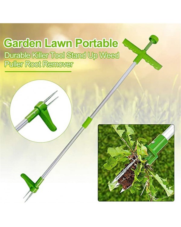 Long Handle Weed Remover Portable Garden Lawn Weeder Root Remover Outdoor Yard Grass Root Puller Aluminum Stand Up Weed Puller