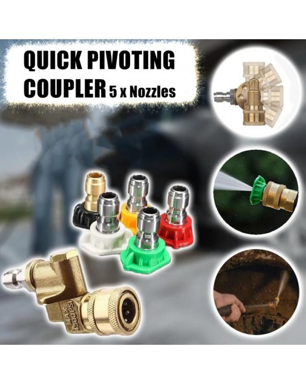 4500PSI Quick Pivoting Coupler 1/4 Car Pressure Washer Accessory Turbo Nozzles Sprayer Jet Quick Connector Garden clean tools