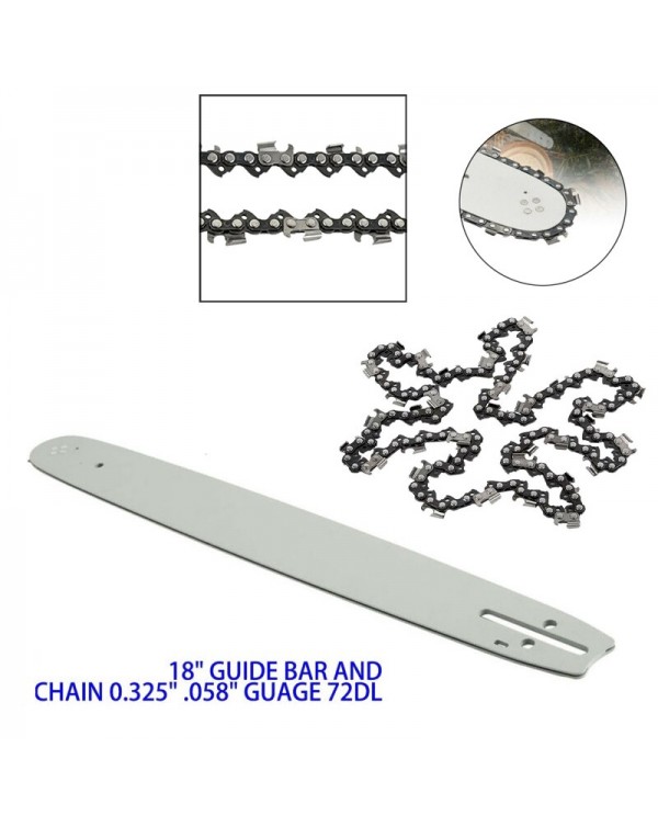 18 Inch Chainsaw Chain Saw Guide Bar with 1pc Chain For 62CC 58CC 52CC 4500 5200 5800 Tarus Timbertech Saw Bracket Cutter