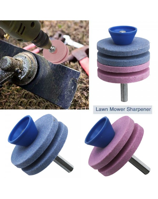 56MM Lawn Mower Sharpener Four-layer Whetstone Lawnmower Blade Sharpener Double Grinding Drill Universal Grinding Drill Cuts
