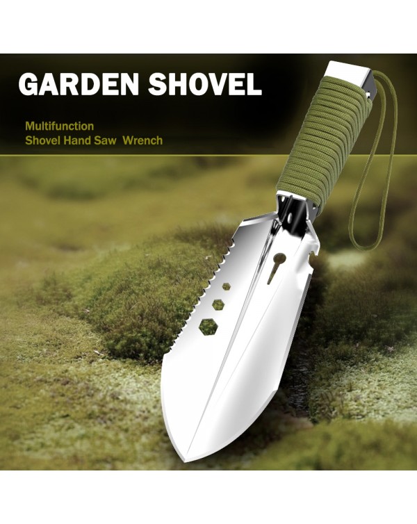 Shovel Multi-Purpose Garden Tools Stainless Steel Garden Shovel With Sawtooth Hex Wrench Ruler Digging Trowel Knife Bottle opene