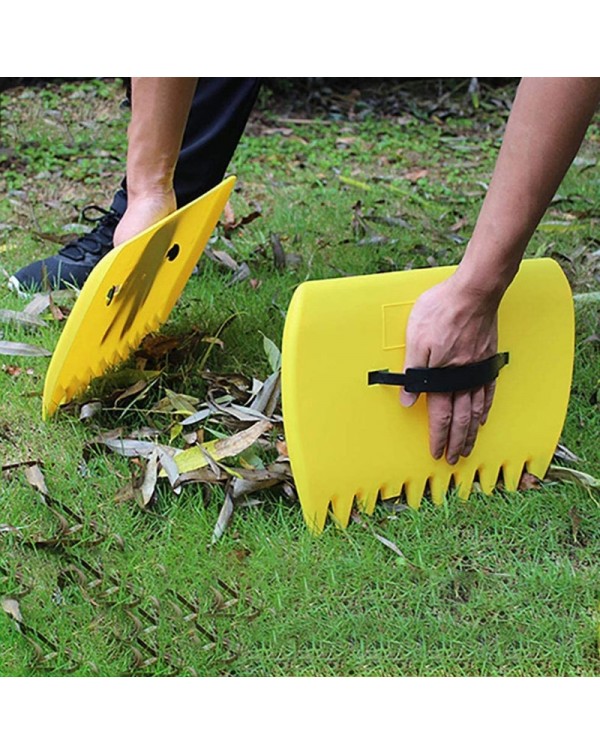 Yellow Garden Yard Leaf Scoops Leaf Collector Grabs Grass Grabbers Leaves Pick Up Hand Rakes for Garden Leaf Rubbish