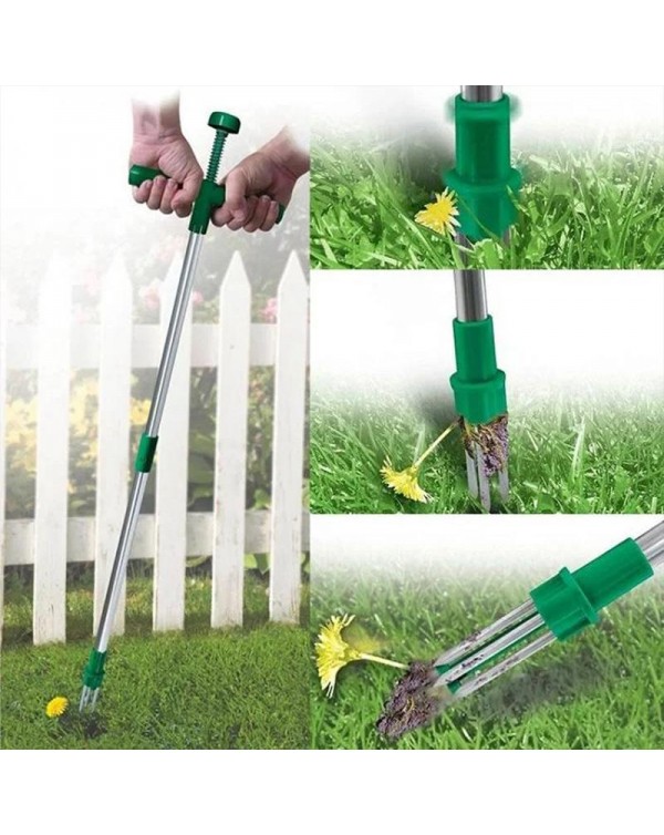 Garden Lawn Claw Weeder Standing Plant Root Remover Detachable Long Handle Aluminum Tube Grass Puller Manual Grass Weeding Tool