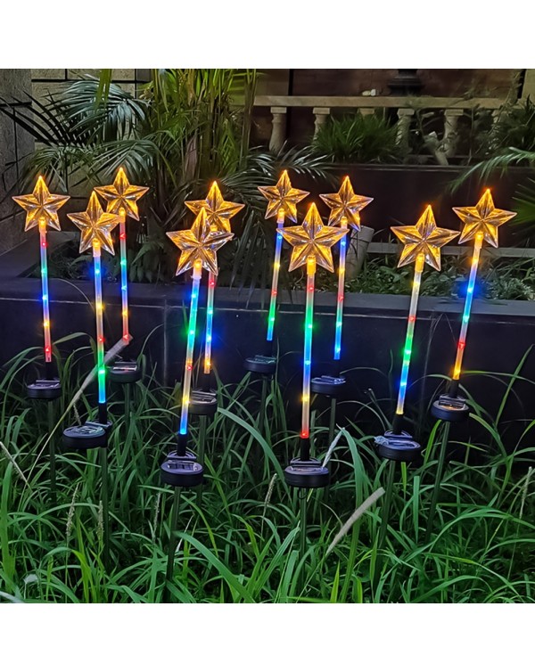 2pcs Five-pointed Star Solar Light Outdoor Landscape Lamp LED Garden Waterproof Light Solar Power Lawn LED Lamp