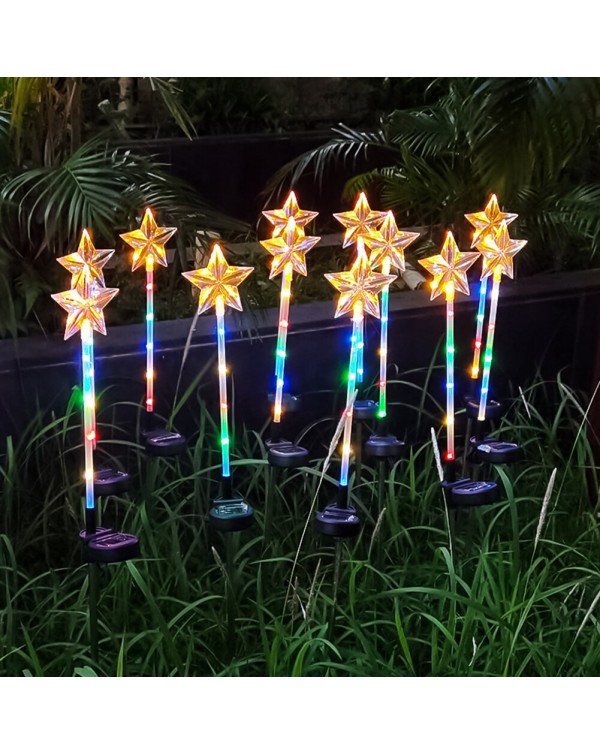 2pcs Five-pointed Star Solar Light Outdoor Landscape Lamp LED Garden Waterproof Light Solar Power Lawn LED Lamp