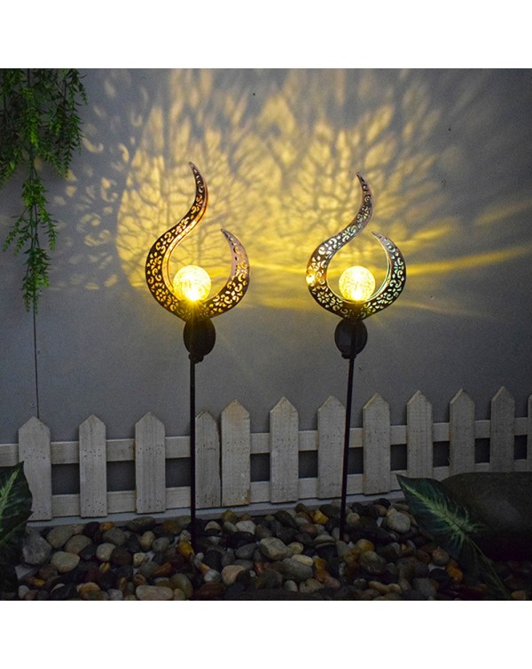 Solar Lawn Light Sun/Moon/Flame Design Waterproof Retro Lamp Garden Decor Supplies for Courtyard Landscape Outdoor Walkways
