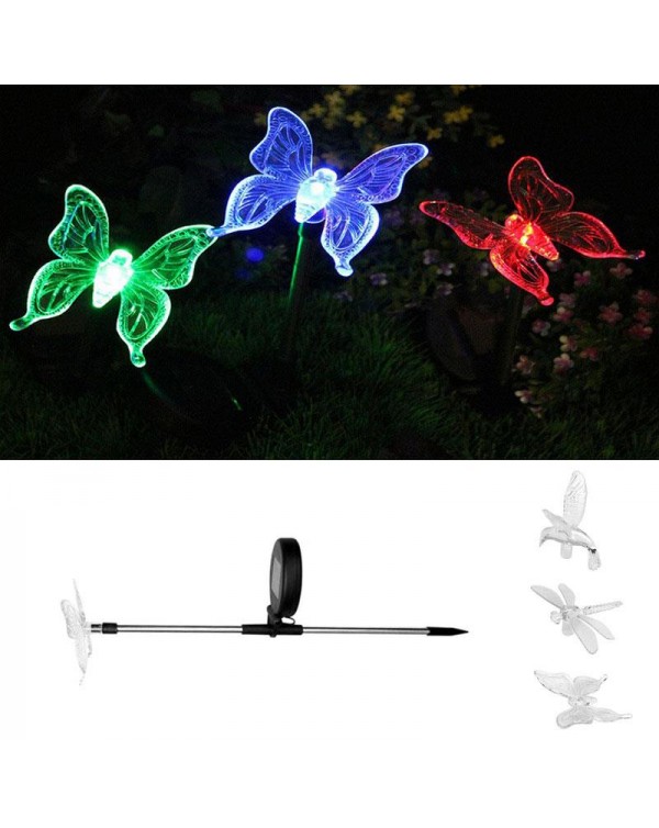 Solar Light Garden Lawn Lamp Butterfly / Dragonfly / Bird Spot Lamp Outdoor Garden Fence Patio Christmas Garland Lights New
