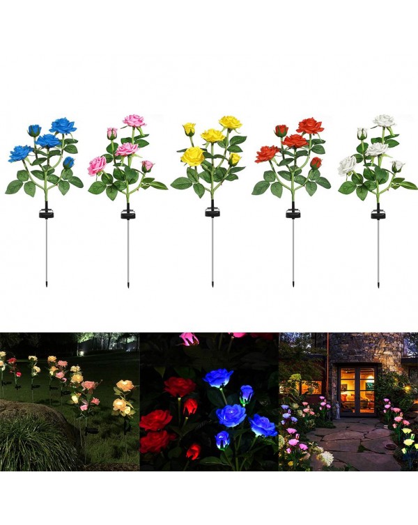 LED Solar Simulation Rose Flower Solar LED Light Garden Yard Lawn Night Lamp Landscape Garden Home Decoration Flowers Lights