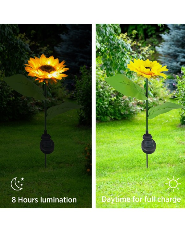 2pcs Sunflower Lawn Light Garden Solar Fairy Light Solar Sunflower Lamp Courtyard Garden Decoration Flower Landscape Lamp