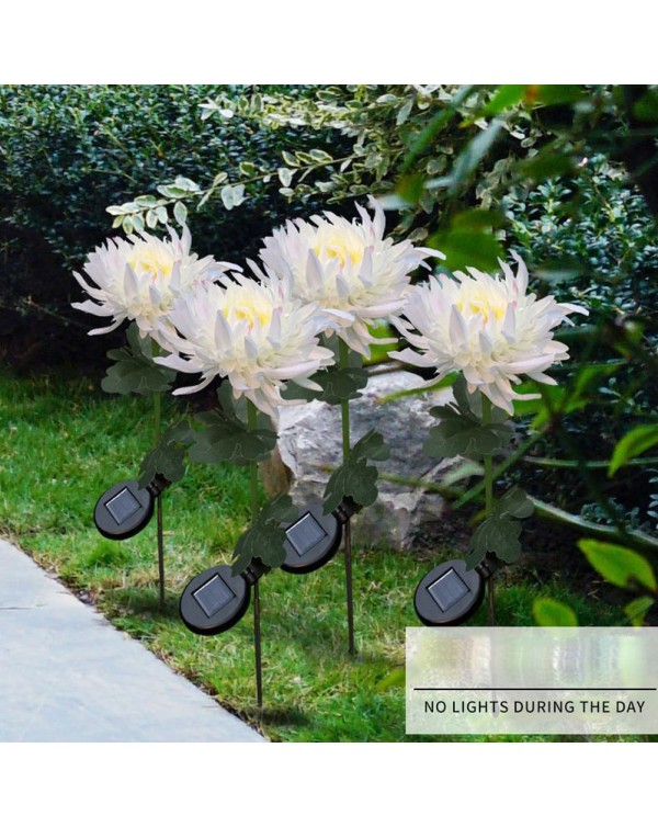 3pcs Waterproof Solar Powered Artificial Chrysanthemum Light LED For Outdoor Garden Courtyard Simulation Flower Lawn Lamp Decor