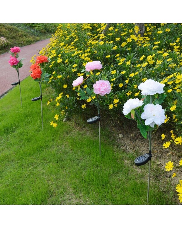 1Pc Solar LED Peony Flower Light Color Energy Saving Lawn Lamps Home Outdoor Garden Path Yard Decoration 3LED Flower Party Lamp