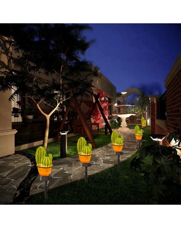 Solar LED Lawn Lamp Cactus Spike Ground Light for Outdoor Landscape Garden