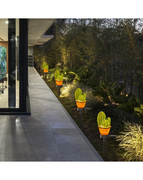 Solar LED Lawn Lamp Cactus Spike Ground Light for Outdoor Landscape Garden