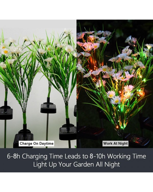 Solar Led Chrysanthemum Light Solar Flower Lights Garden Decoration Outdoor Waterproof Colorful Lawn Wild Flower Landscape Lamps