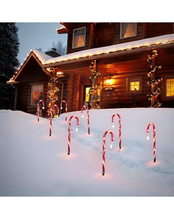 Joycabin Solar Christmas Candy Cane Lights Outdoor LED Waterproof For Garden Lawn Landscape Holiday Christmas Lights 8pcs