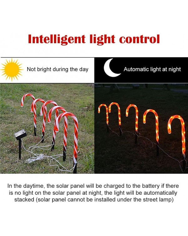 Joycabin Solar Christmas Candy Cane Lights Outdoor LED Waterproof For Garden Lawn Landscape Holiday Christmas Lights 8pcs