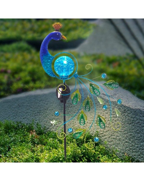 LED Solar Light Luminous Red Bird Peacock Waterproof Outdoor Garden Lawn Stakes Lamps Yard Art for Home Courtyard Decoration