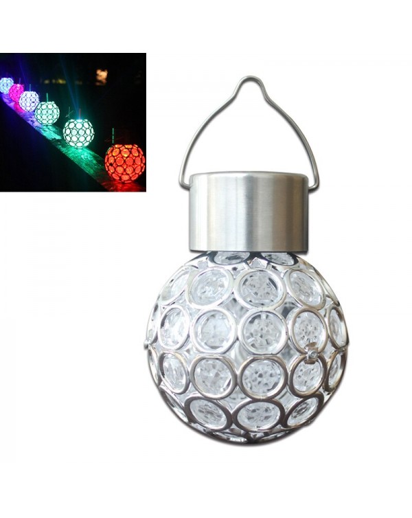 Solar LED Hanging Light Lantern Waterproof Hollow Out Ball Lamp for Outdoor Garden Yard Patio VFD