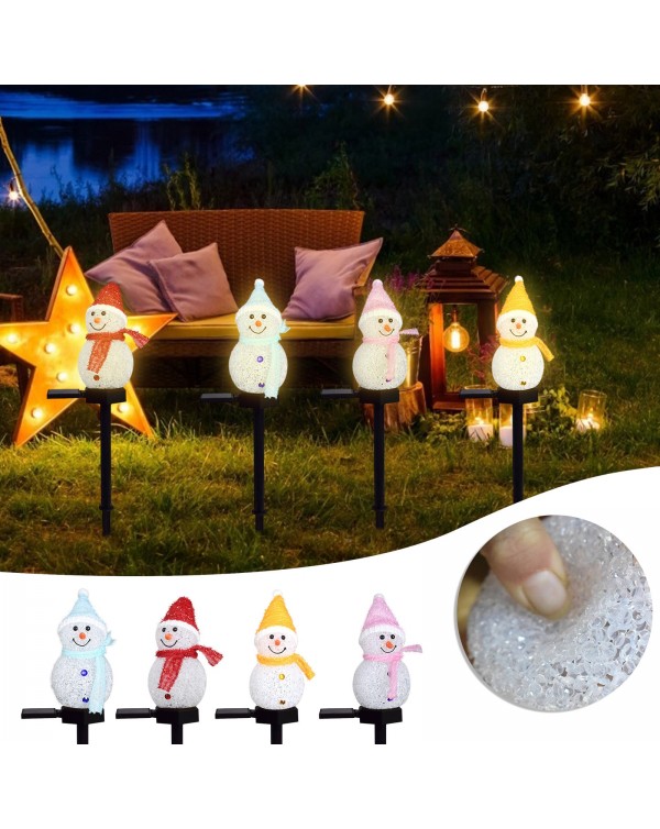 LED Solar Snowman Plug Light In-Ground Christmas Garden Lawn Path Landscape Lamp Spotlight Outdoor Lighting for Garden Decor