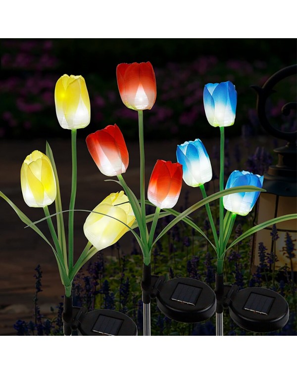 Solar Tulip Garden Lights Outdoor IP65 Solar Flowers Lawn Lamps  Outdoor Pathway Light for Patio Yard Wedding Holiday Decoration