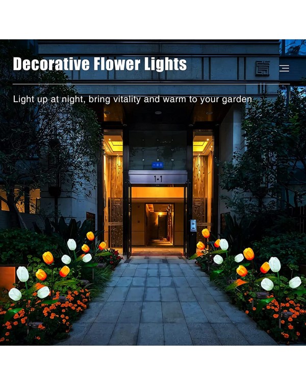 Solar Tulip Garden Lights Outdoor IP65 Solar Flowers Lawn Lamps  Outdoor Pathway Light for Patio Yard Wedding Holiday Decoration