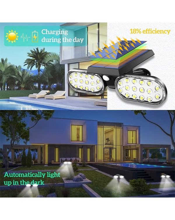 Solar Spotlight Outdoor Waterproof Adjustable Super Bright Wall Light Landscape Pathway Lawn Light Solar Lamp with Motion Sensor