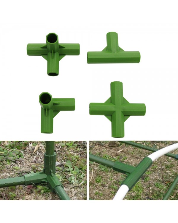12pcs 11mm 3-way 4-way Gardening Plant Stakes Plastic Edging Corner Connection Accessories Greenhouse Plant Frame Connectors