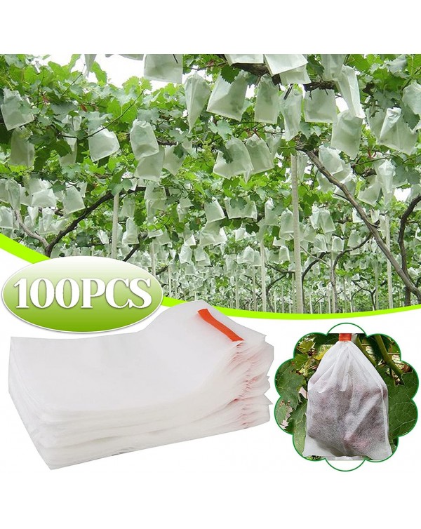 100 PCS Non-woven Fabrics Bird Bees Insect Repenller Film Fruit Grape Protector Pest Control Organic Fruit Plant Cover Bag