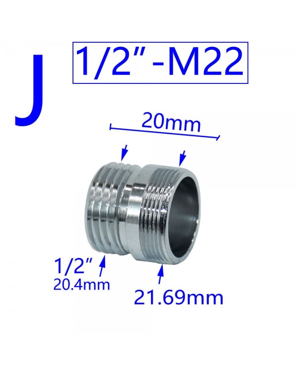 Brass 1/2" M16 M17 M18 M19 M20 M22 M24 M28 M32 Thread Connector Male Female For Bubbler Water Purifier Faucet Copper Fittings