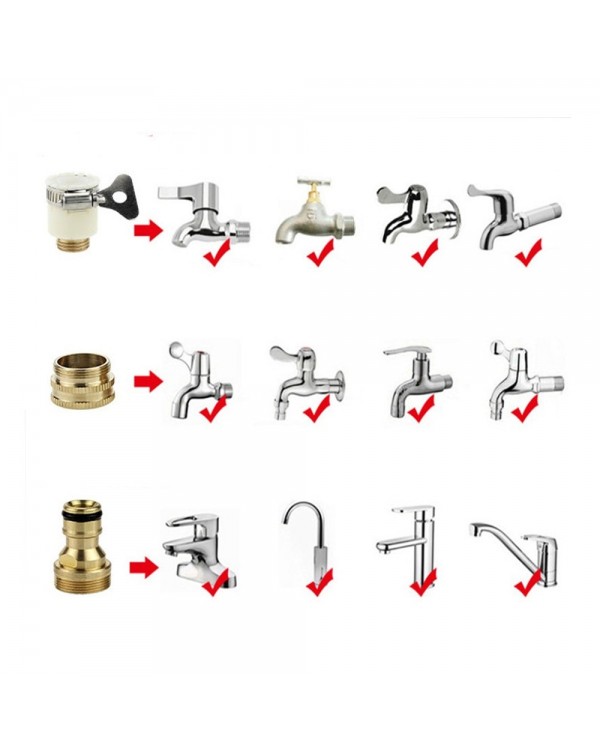 AIVY 15mm-23mm Universal Kitchen Hose Adapter Metal Faucet Connector Mixer Hose Adapter Tube Joint Fitting Garden Watering Tools