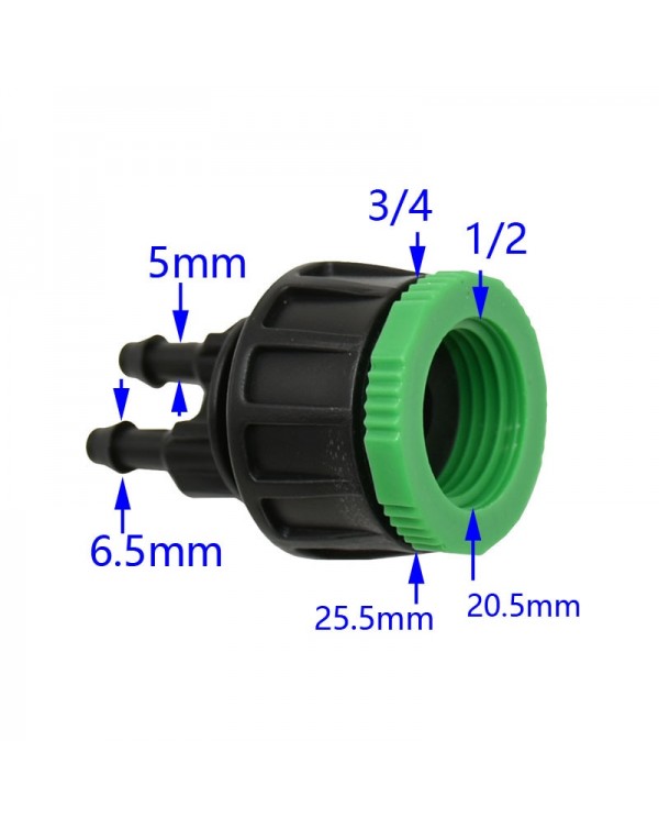 Garden Hose 1/4" To 1/2" 3/4" Female 1/2-Way Tap Y Connector Irrigation 4/7 Faucet Hose Coupler Adapter 1PCS