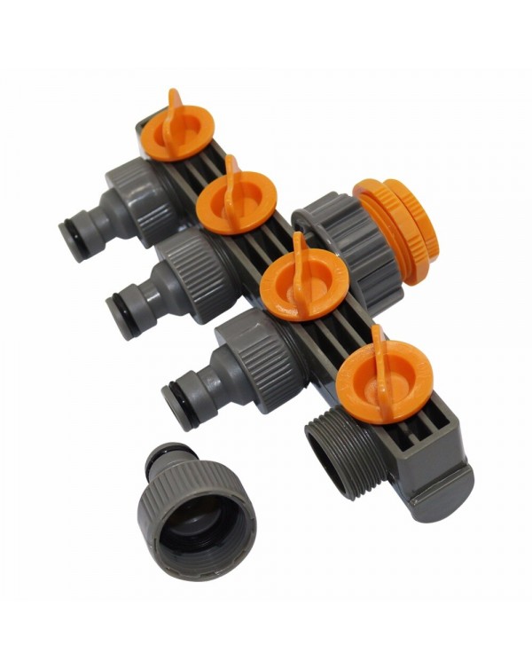1"to3/4"to1/2"  Female Thread 4 Way Hose Splitters For Automatic Watering Water Pipe Linker Timer Garden Water Irrigation Tool