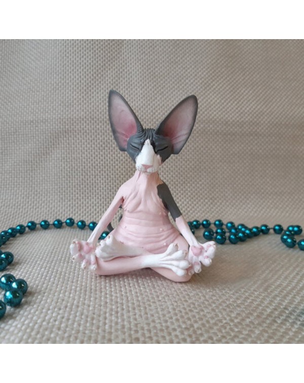 Whimsical Buddha Sphynx Cat Figurine Meditation Yoga Happy Cat Decor Art Sculptures Outdoor Garden Statues Figurines#g3