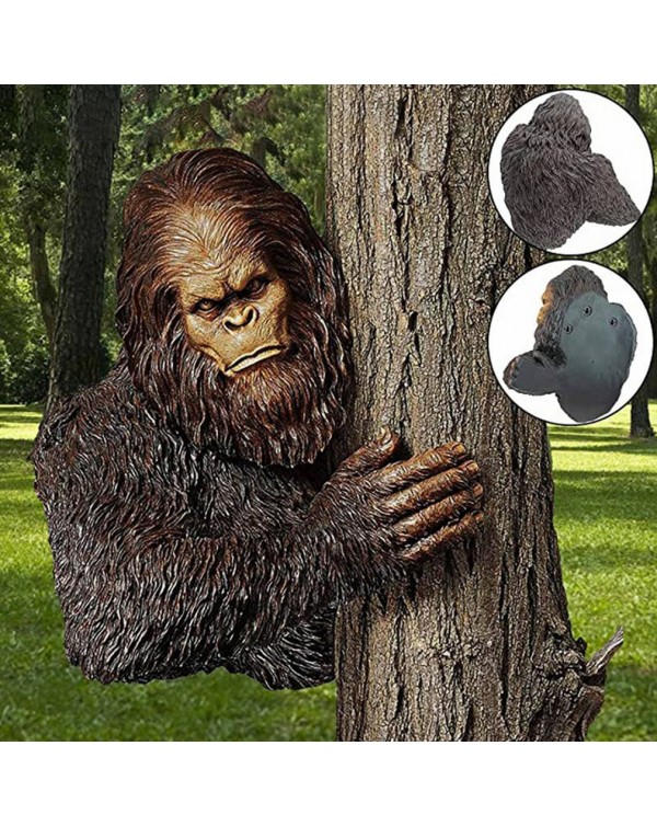 Bigfoot Gorilla Bashful Ape Tree Statue Ferocious Ape Sculpture Tree Hugger Decor Garden Yard Art Realistic Gorilla 3D Decor