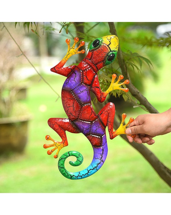 Metal Gecko Yard Garden Decoration Outdoor Statues Home-garden Wall Decor Miniature Accessories Sculpture Lizard Ornaments Fairy
