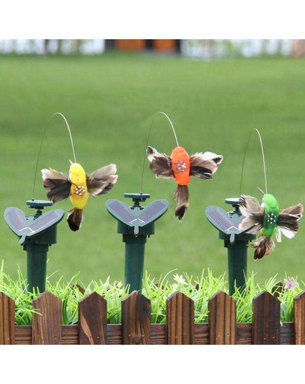 Solar Powered Flying Feather Wing Fake Hummingbird Flying Wobble Artificial bird Yard Garden Ornament Decor