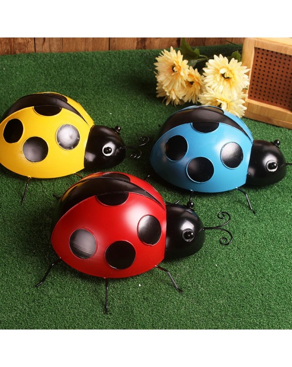 10cm Metal Ladybird Insect Fence Hanger Wall Hanging Home Outdoor Garden Decorative Figurine Kids Toys Gift Art Ornament