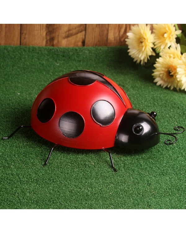 10cm Metal Ladybird Insect Fence Hanger Wall Hanging Home Outdoor Garden Decorative Figurine Kids Toys Gift Art Ornament