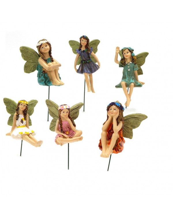 6PCS Miniature Fairies Figurines Creative Resin Crafts Cute Landscape Decor for Lawn Fountain home decor accessories