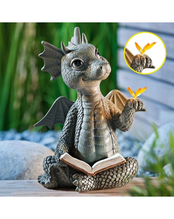 Little Dragon with butterfly Resin Ornaments For Dragon Boy Birthday Gift Resin Decoration Desk Cute Miniature Garden Statue