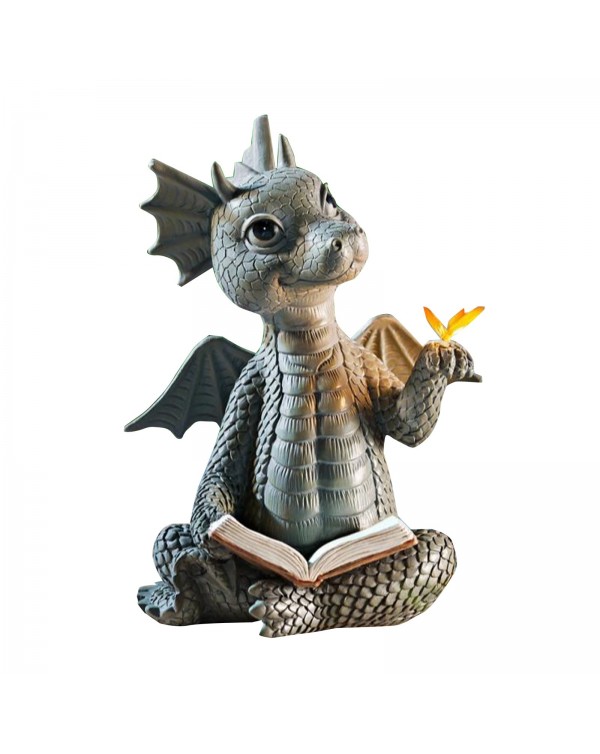 Little Dragon with butterfly Resin Ornaments For Dragon Boy Birthday Gift Resin Decoration Desk Cute Miniature Garden Statue
