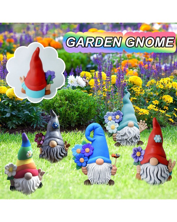 50@ Garden Gnome Statue Gnome Outdoor Welcome Sign Hand-painted And Special Coating Dwarf Ornaments Handicraft Flower Miniature
