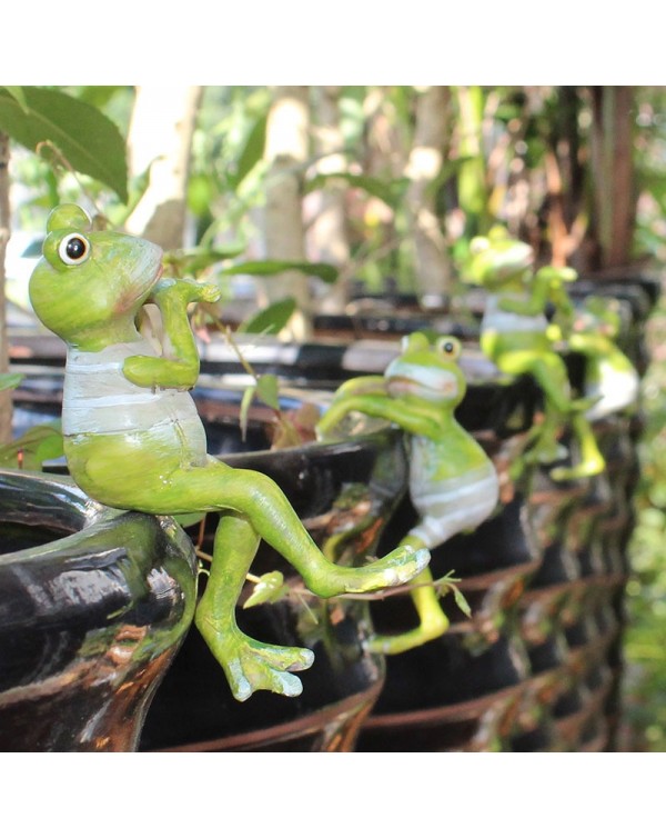 4pcs/Set Creative Climbing Frogs Bonsai Decorative Hang Frog Outdoor Garden Flowerpot Decor For Home Desk Garden Decor Ornament