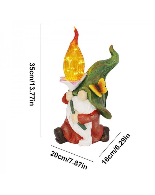 Resin Gnome Statue With Solar Lamp Dwarfs Figurine Ornaments Corrosion Resistant Craft Garden Decor Garden Decoration Outdoor