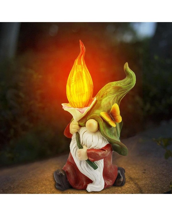 Resin Gnome Statue With Solar Lamp Dwarfs Figurine Ornaments Corrosion Resistant Craft Garden Decor Garden Decoration Outdoor